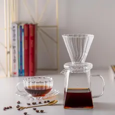 Cafeteira e Filtro Borossilicato de Vidro Incolor Wolff Moderno Luxo Café