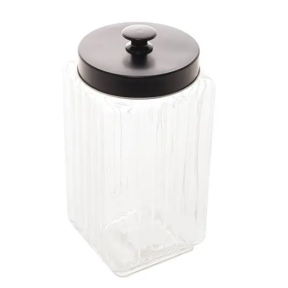 Porta Mantimento Lyor Vegas de Vidro com Tampa Preto 2,3L