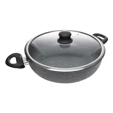 Wok de Indução com Tampa de Vidro 28cm Granilite Cinza Wolff