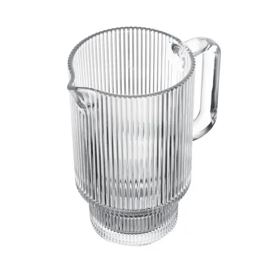 Jarra de Cristal Lines Canelada Wolff 17cm 900ml - Jarra Elegante para Água, Suco e Bebidas