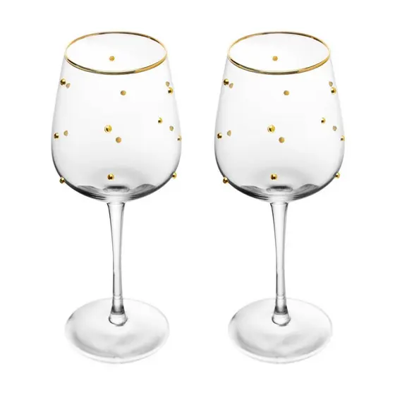 Jogo 2 Taças de Vidro Balls Fio de Ouro 350ml Wolff - Elegante para Mesa Posta