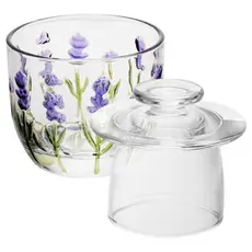 Manteigueira Francesa Lyor Lavanda Hand Painting Cristal Ecológico 9,4cm x 9,8cm para Mesa Posta Café da Manhã Especiais