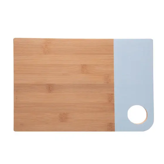 Tábua de Corte Lignora Retangular 32cm Bambu Azul Wolff para Carnes Legumes Frutas Servir Alimentos Cozinha Prática Casa