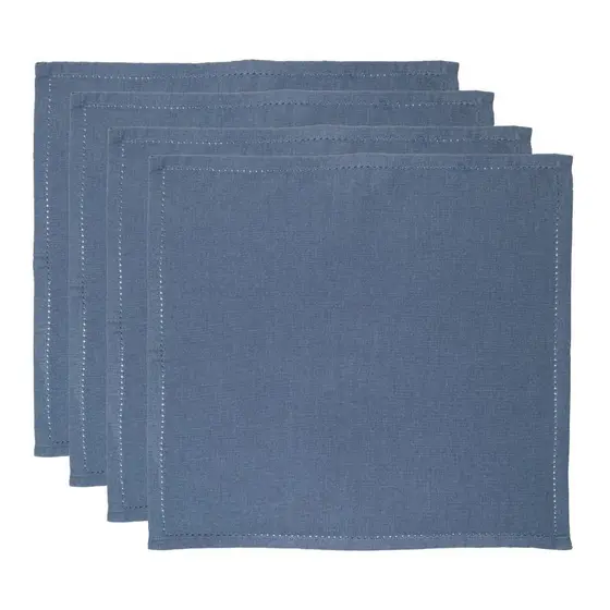 Jogo 4 Guardanapos De Tecido Lyor Momentos 100% Algodão 40x40cm Azul Macio Mesa Posta Elegante Lavável