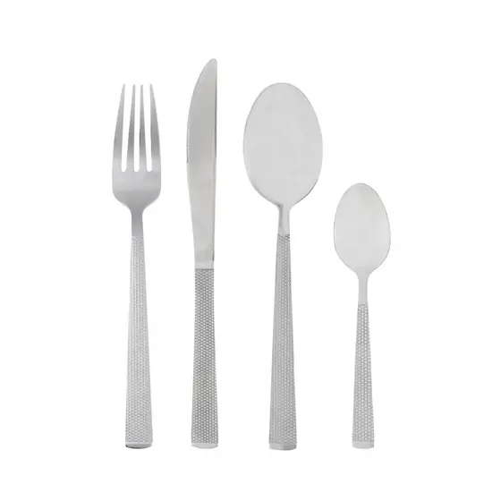Faqueiro 16 Peças Aço Inox Santorini Lyor Prata - Jogo de Talheres Completo para 4 Pessoas