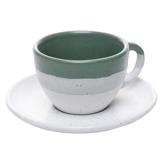 4 Xícaras de Café com Pires Ombré Wolff 85ml Verde Cerâmica
