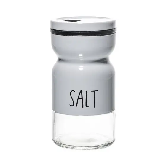Saleiro de Vidro com Tampa de Metal Branco 120ml - Lyor
