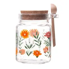 Porta Mantimento Quadrado Lyor Flora de Vidro 270ml
