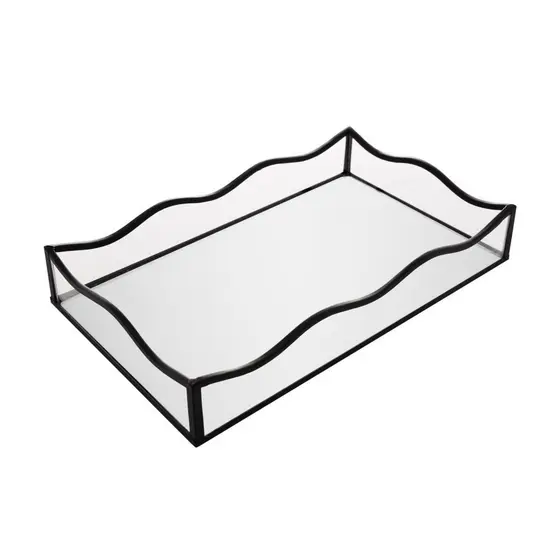 Bandeja com Espelho Lyor Ocean 15cm x 25cm x 4cm Preta Metal