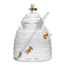 Açucareiro Lyor Lovely Bee de Vidro com Colher e Tampa 500ml