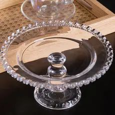 Prato de Cristal com Pé Coração 19,5 cm Lyor para Doces Sobremesas Petiscos Frutas Mesa Posta Decoração Romântica Charme