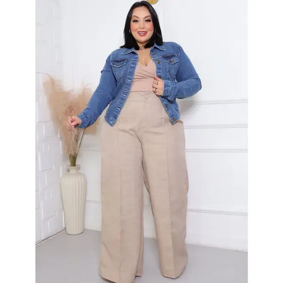 Jaqueta Jeans Feminina Plus Size