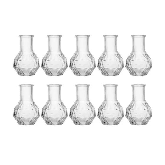 Kit 10 Vaso Decorativo 8cm Mini Vidro Flores Resistente