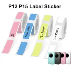 P12 P15 Rolo De Papel Adesivo Térmico De 15x30mm 12x40mm Fita Adesiva Térmica Para Impressora De Etiquetas Transparentes P12 P11 D30 Q30S mini