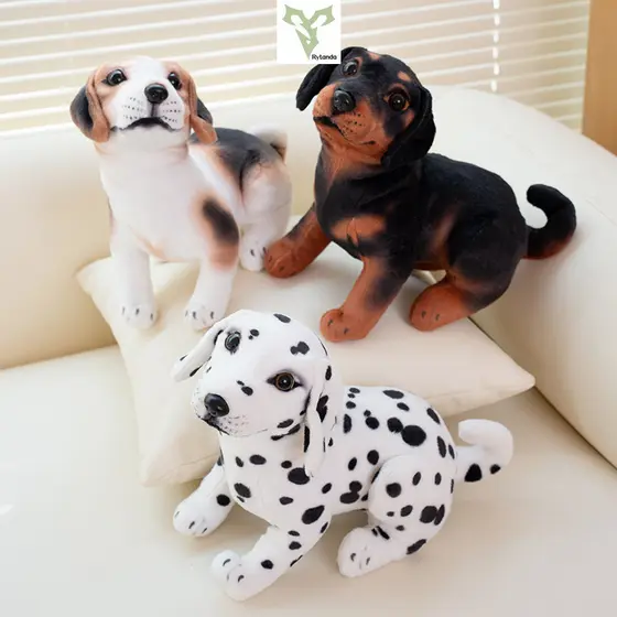 Rytanda Cachorro Brinquedo De Pelúcia Fofo Filhote De Realista Criativo Beagle Dálmata Bicho Recheado Macio Travesseiro
