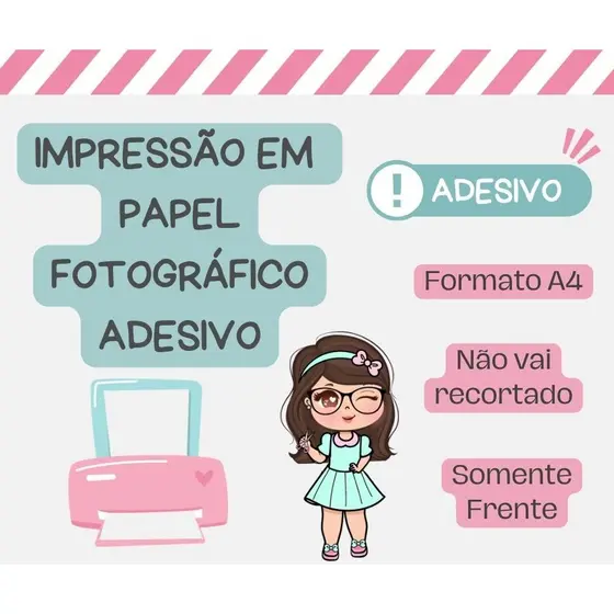 Impressão Colorida em Papel Fotográfico Adesivo Tamanho A4