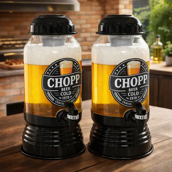 Kit 2 Chopeiras Vidro Torre De Chopp Bar Boteco Cervejeira Confraternização Churrasco