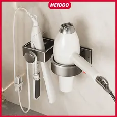 MEIDOO Suporte para secador de cabelo e modelador de cachos;  à prova d'água,Instalação sem furos