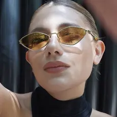 Óculos De Sol Femininos , Com Sombra De Metal Losango Da Moda