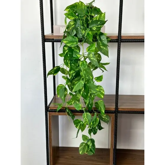 Planta Artificial Pendente com Vaso Completa e Montada Folhagem Artificial Pendente Decoração Sala, Prateleiras, Nichos