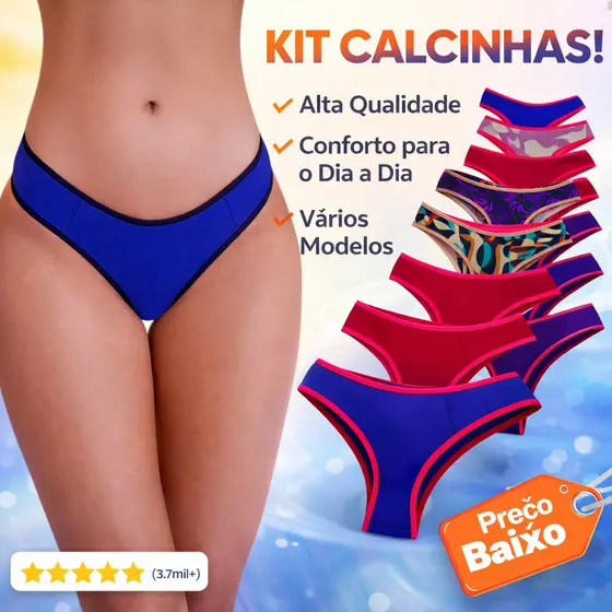 Kit Calcinhas Feminina Tanga em Suplex e Microfibra Adulto Conforto
