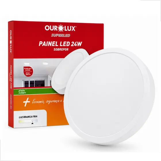Painel Luminária Paflon Super Led  Redondo  Sobrepor 24w 6500k Sala Cozinha Área fora Ourolux