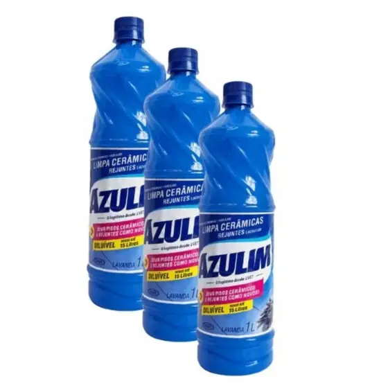 Azulim Limpa Cerâmica Pisos Lavanda 1L  Kit 3Remove Encardido Terra Sujeiras Mancha de Privada