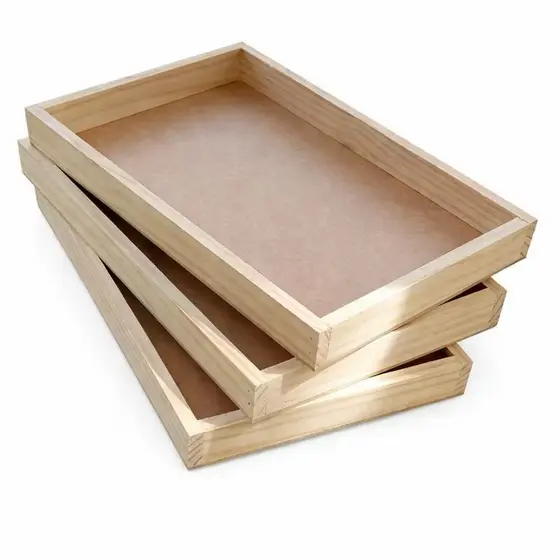 Kit Bandeja Cesta Caixa Pinus 30x20x6 Café da Manhã Presente Mães Namorados Organização