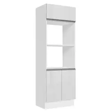 Torre Quente Armário de Cozinha Para 2 Fornos 100% MDF Portas Branco Brilho Acordes Madesa
