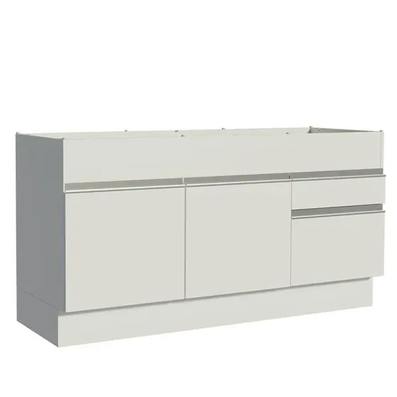 Balcão de Pia Armário de Cozinha 150 cm 2 Portas e 2 Gavetas (Sem Tampo e Pia) Branco Glamy Madesa