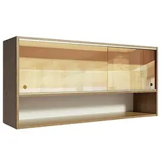Armário de Cozinha Aéreo 2 Portas de Correr de Vidro Reflex com Nicho Aberto Rustic Emilly Madesa