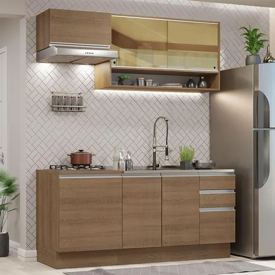 Armário de Cozinha Compacta 180cm Rustic Glamy Madesa 08