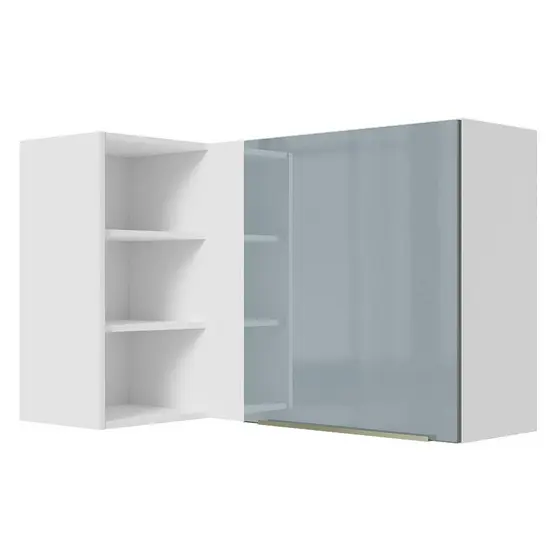 Armário Aéreo de Canto com Adega Acoplada Madesa Lux 1 Porta - Branco/Cinza