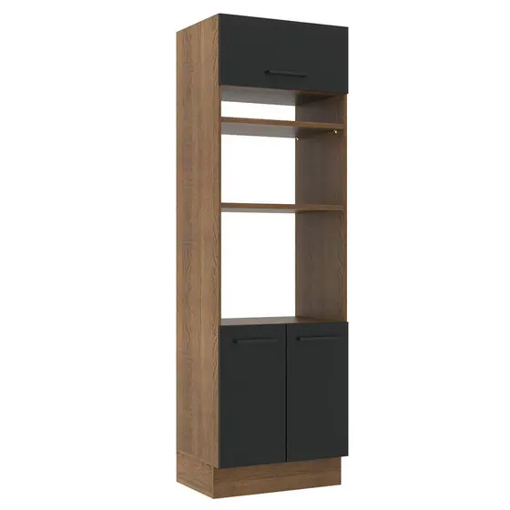 Torre Quente Armário de Cozinha 70 cm 3 Portas Rustic/Preto Agata Madesa