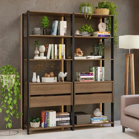 Estante Armário Multiuso para Livros 4 Gavetas 8 Prateleiras 140 cm Valencia Madesa