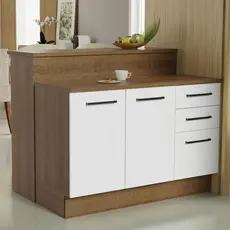 Ilha de Cozinha com Bancada e Balcão 120 cm Rustic/Branco Agata Madesa