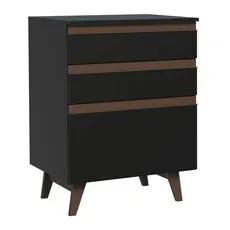 Balcão Armário de Cozinha 60 cm 3 Gavetas Preto Reims Madesa