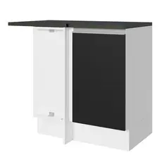Balcão Armário de Cozinha de Canto 100% MDF 1 Porta Branco/Preto Acordes Madesa