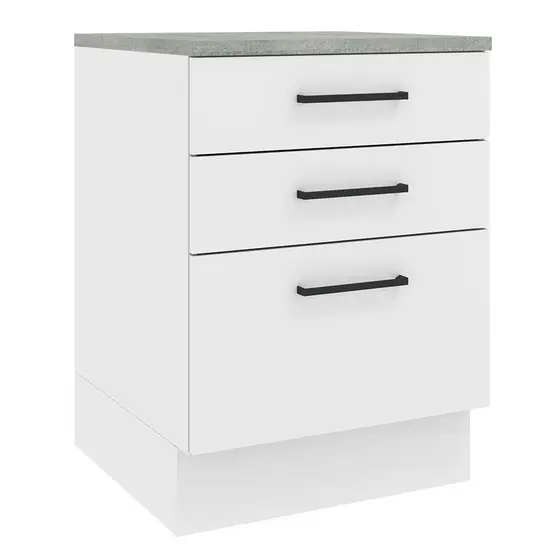 Balcão Armário de Cozinha 60 cm 3 Gavetas Branco Agata Madesa