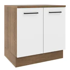 Balcão Armário de Cozinha 80 cm 2 Portas Rustic/Branco Agata Madesa