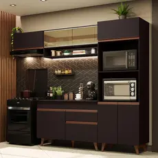 Cozinha Completa com Armário e Balcão Preto Madesa Reims 260007