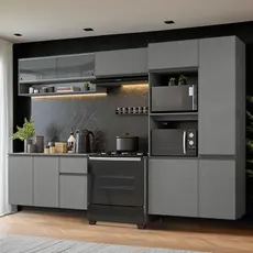 Armário de Cozinha Completa Suspenso 300cm Cinza Nimes Madesa 07