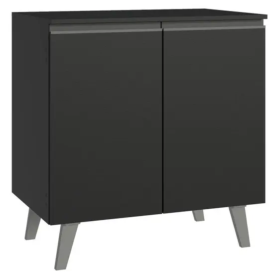 Balcão de Cozinha 80 cm 2 Portas Com Pés Preto Nice Madesa
