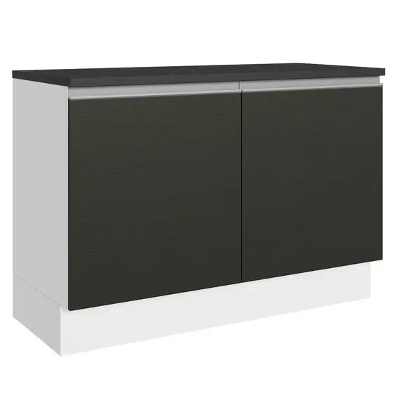 Balcão de Pia Cozinha 100% MDF 120 cm 2 Portas Branco/Preto Acordes Madesa