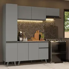 Armário de Cozinha Completa 220cm Cinza Nice Madesa 01