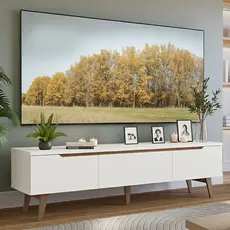 Rack para TV até 80 Polegadas 180cm 2 Portas 1 Gaveta Branco/Rustic Toronto Madesa