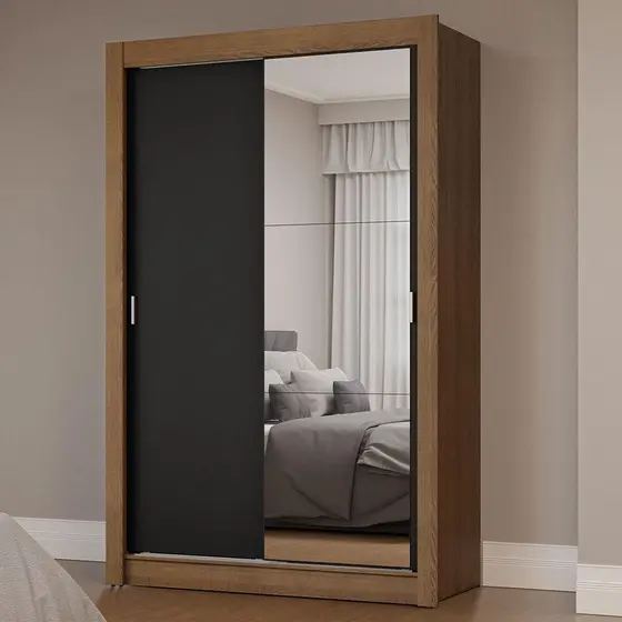 Guarda-Roupa Solteiro 2 Portas de Correr com Espelho Milano Madesa