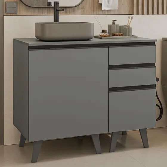 Gabinete para Banheiro 100cm 1 Porta 3 Gavetas Nice Madesa 04