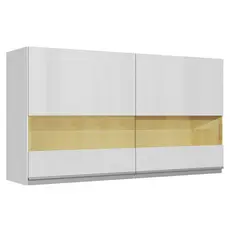 Armário De Cozinha Aéreo 100% MDF 120 cm Vidro Reflex Portas Branco Brilho Acordes Madesa