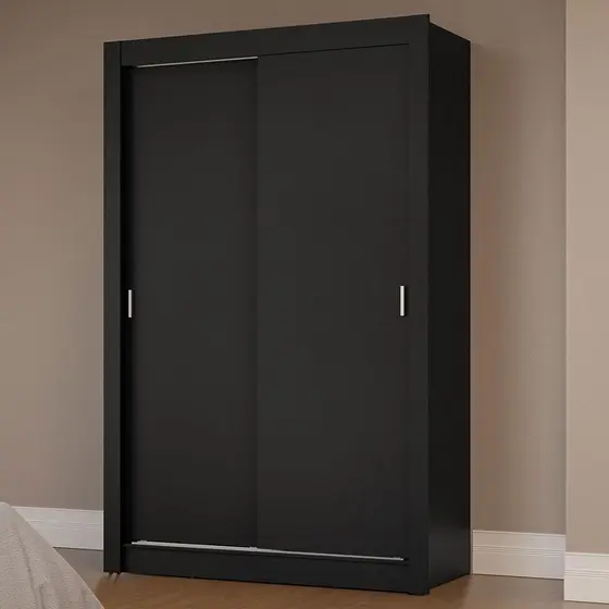 Guarda-Roupa Solteiro 2 Portas de Correr Preto Milano Madesa
